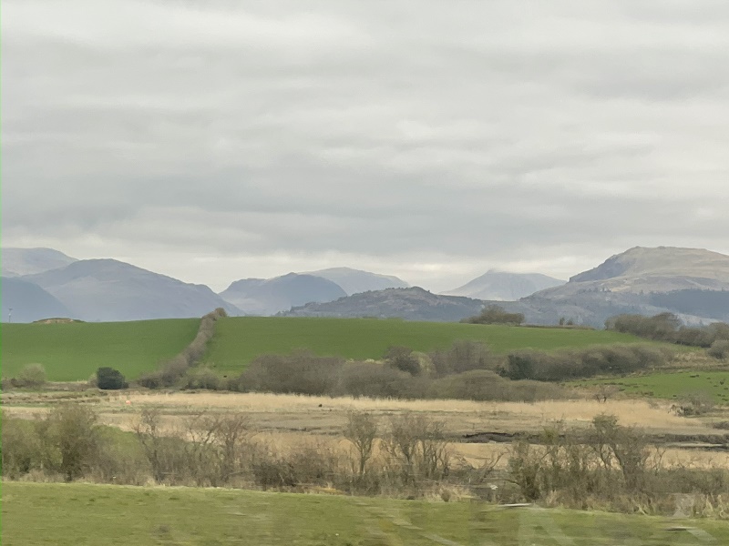 lake district peaks train view