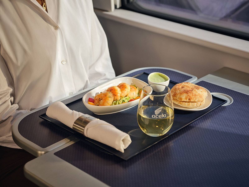 first class acela train food