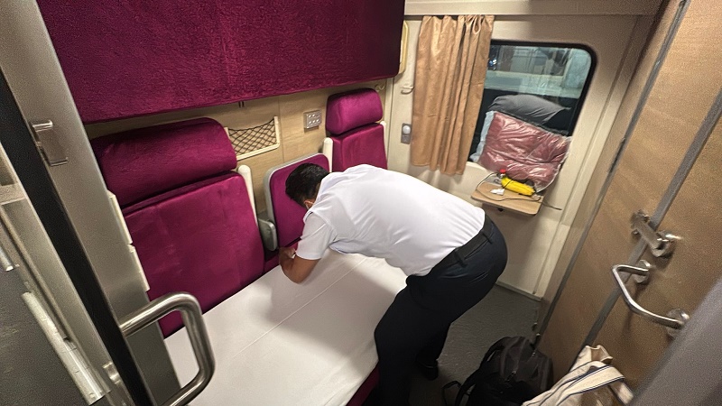 train attendant first class sleeper bed thailand
