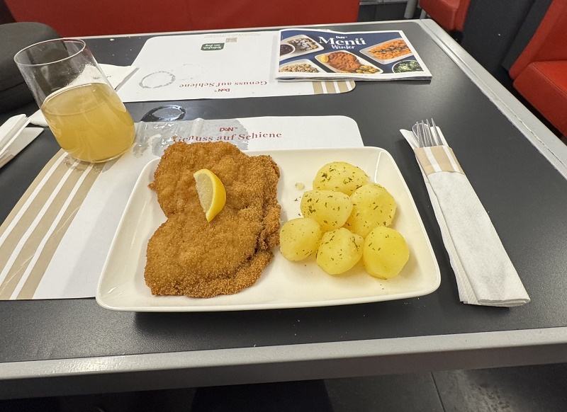 wiener schnitzel austrian dining car railjet train